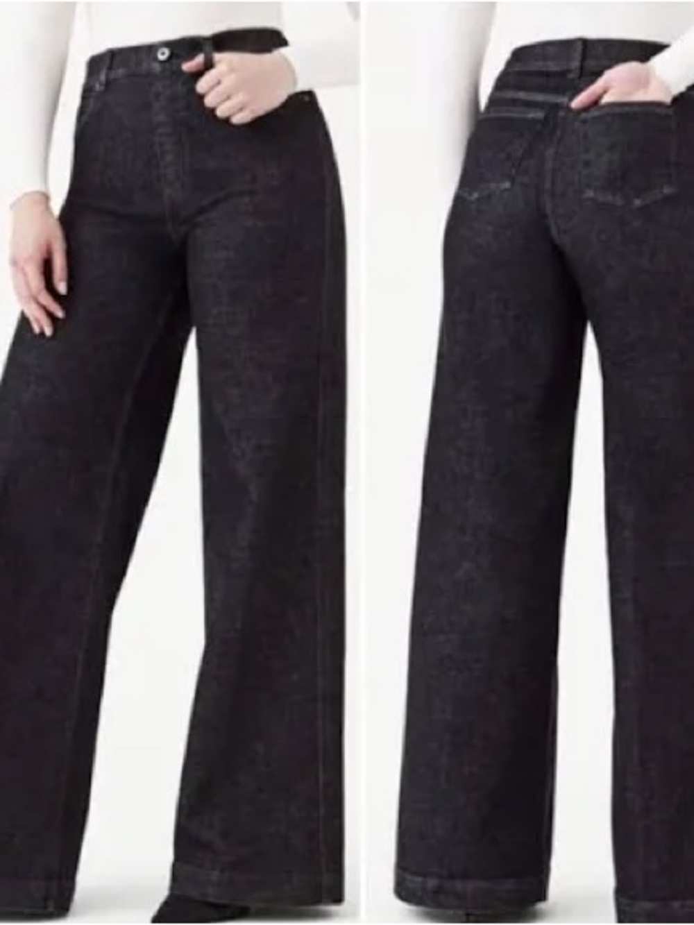 SPANX Women's Charcoal Wide Leg Pull-on Jeans